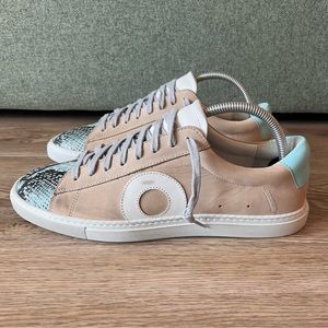 Oliver Cabell Low 1 Geneva Leather Snake Sneakers Womens Size 11 US | 41 EU